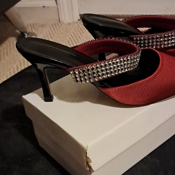 Red Rhinestone Embellished Heels - Picture 2 of 5